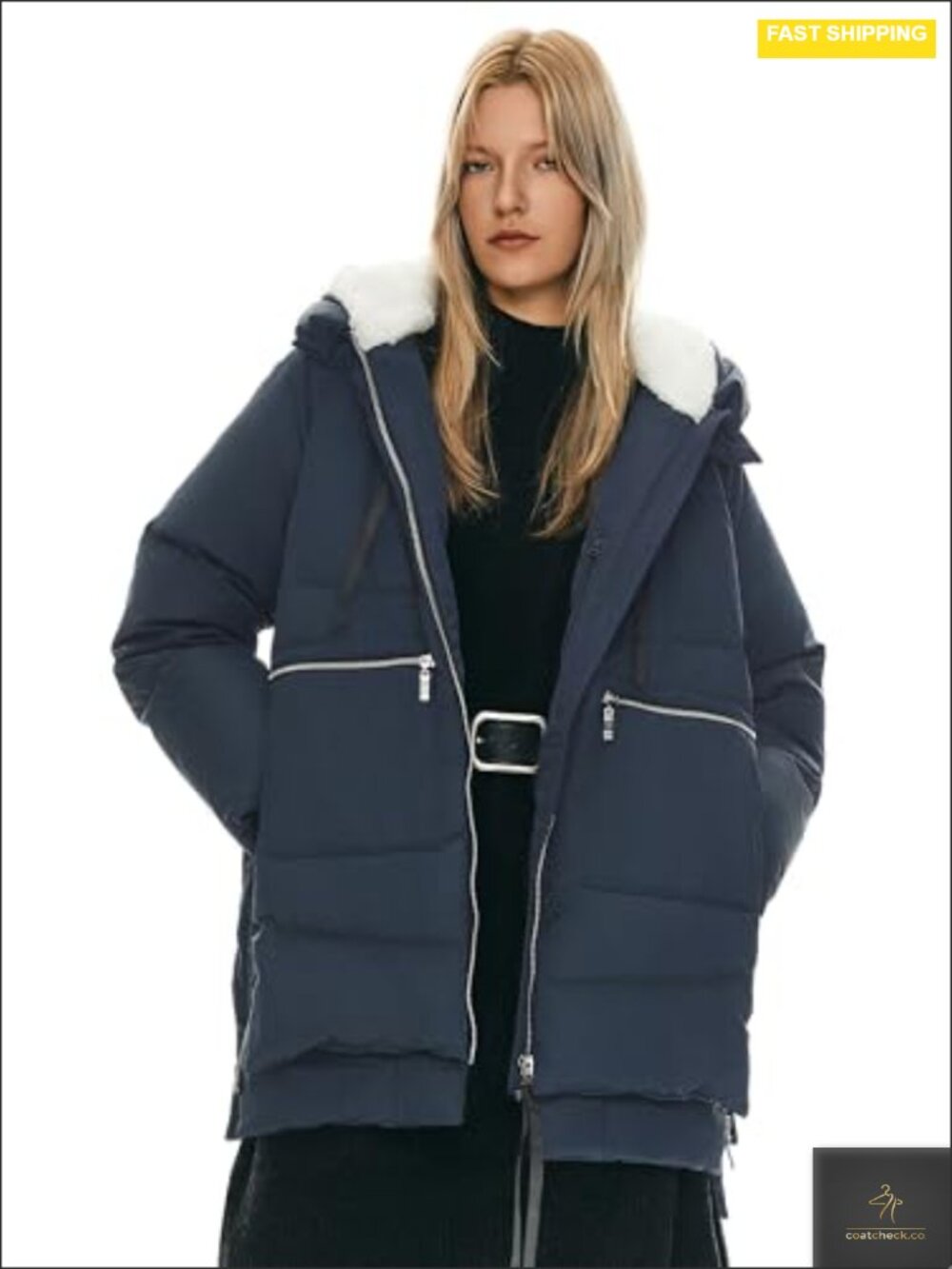 Women's Thickened Water Resistant Down Puffer Jacket with Fleece Hood